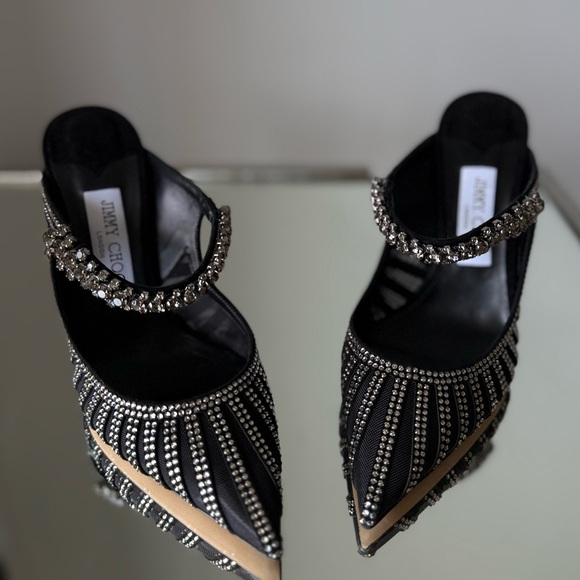 New Jimmy Choo Bing 100 Embellished High Heel Mules $1,995 38.5 - Picture 10 of 11